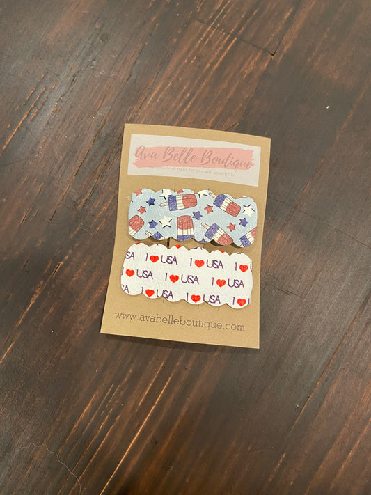 4th of July Snap Clips - I❤️USA and Popsicles