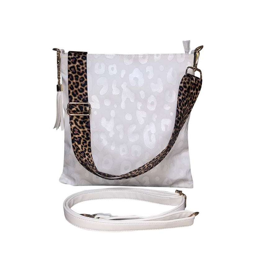 Black Leather Cheetah Print cross body