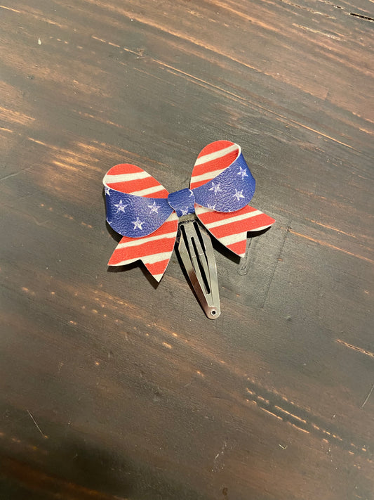 4th of July Bow snap clip