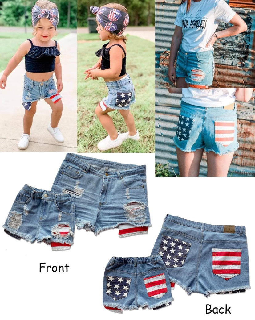 Mommy and Me 4th of July Jean Shorts - ADULT