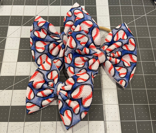 Baseball Heart Bow