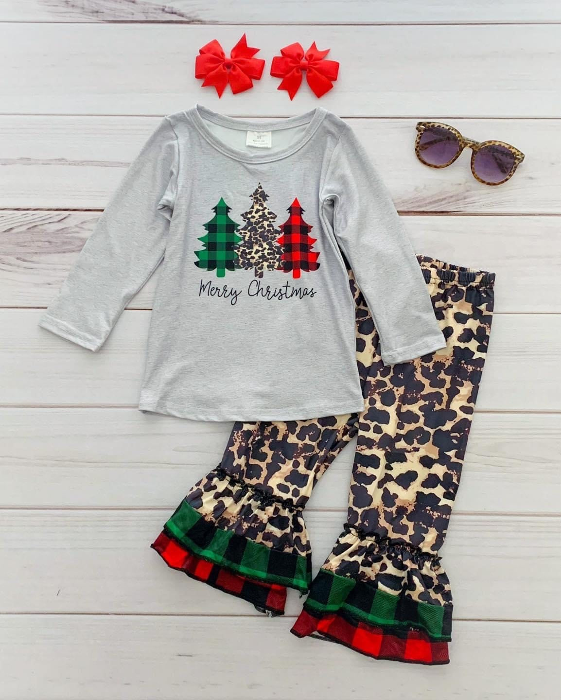 Cheetah Ruffle Pant Christmas outfit